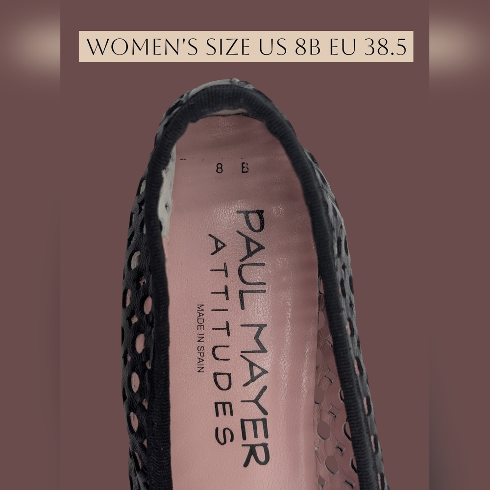 Paul Mayers Attitudes Ballet Flats Sz 8B Black Patent & Mesh Leather Women Shoes - Picture 13 of 17